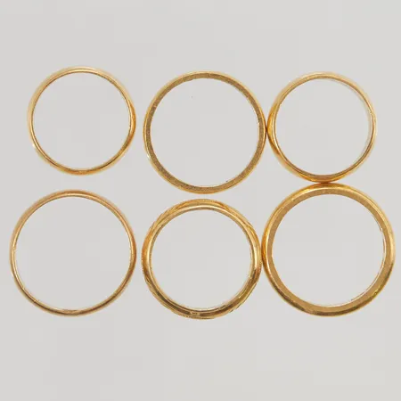 6 Ringar, gravyr, 23K 35,7g.
