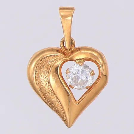 Hänge hjärta vit sten ca 19mm, 18K Vikt: 0,5 g