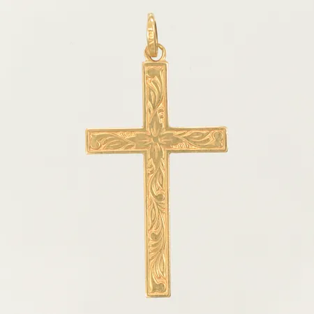 Hänge Kors med mönster 35x18mm inklusive hänöglan repig 18K Vikt: 1,2 g