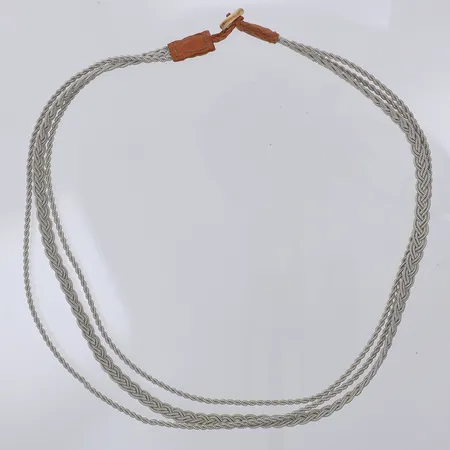 Collier flätad tenntråd 42cm, läder och renhorn