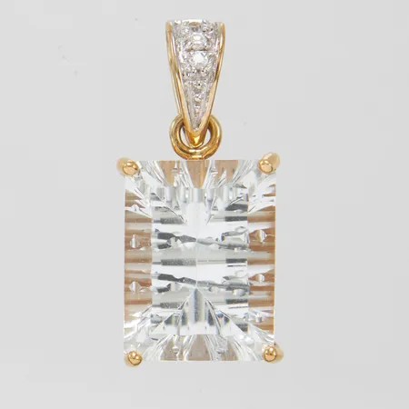 Hänge med en goshenit ca.16x12mm samt vita stenar, 28,5x13mm, 9K Vikt: 4,6 g