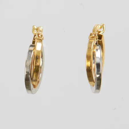 Örhängen creoler Ø13mm, bredd: ca.3,5mm, tvåfärgade, GHA, 18K Vikt: 1,9 g
