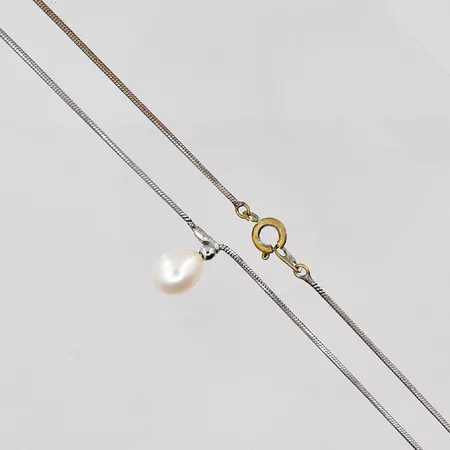 Kedja Ormlänk, 44cm, bredd 1mm, pärla Ø 7,8mm, metall Vikt: 3,9 g