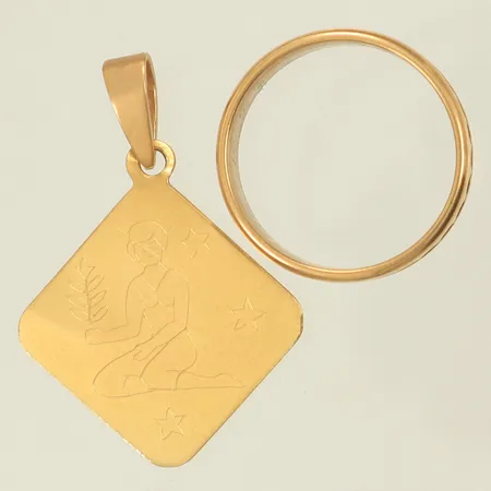 Ring stl 17, Hänge 30mm inkl ögla, gravyrer och defekter, 18K Vikt: 6,4 g