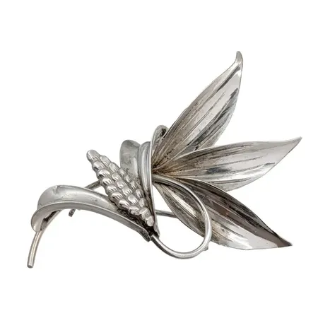 Retro Brosch 1960-tal, silver, tillverkare GK - Kaplans Stockholm 1962, mått 45 x 35 mm Vikt: 6,2 g