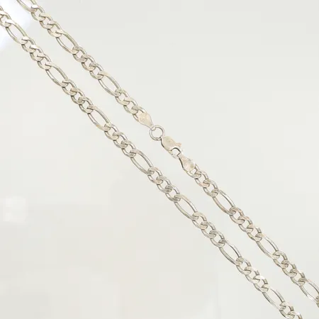 Halskedja, figaro, längd ca 56cm, bredd 6mm (sliten, repig länk) 925/1000- Silver, 24,5g
