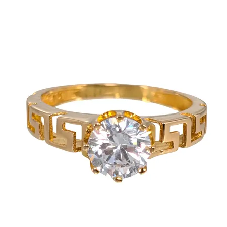 Ring, 21K guld, Cubic Zirconia, Ø17,0 mm, bredd 2-7 mm, fint skick, sten utan anmärkning Vikt: 3,1 g