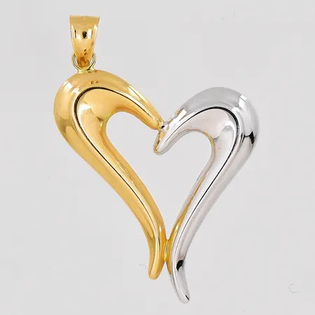 Hänge hjärta, ca 22,5x35mm inklusive ögla, vitguld/gulguld, ihålig, GHA, 18K Vikt: 1,5 g