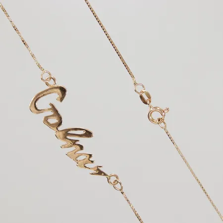 Kedja med integrerat hänge 42,5cm, bredd 0,8-13,6mm, skadad länk, nästan av, utländska stämplar, 18K,  Vikt: 4,2 g