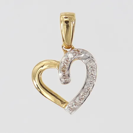 Hänge hjärta med diamanter ca 13 x 0,005ct, längd inkl ögla ca 15mm, bredd ca 10mm, Guldfynd, 18K Vikt: 0,7 g