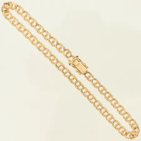 Armband Bismarck 19,5cm, bredd 4mm GFAB ena låsåttan slapp 18K  Vikt: 5,1 g