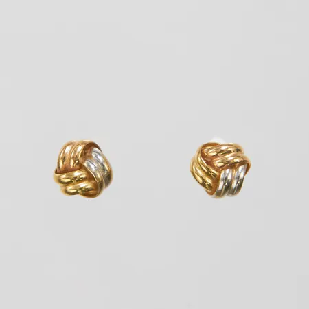 Örhängen knutar Ø7,5-8mm, trefärgade, 18K Vikt: 1,3 g