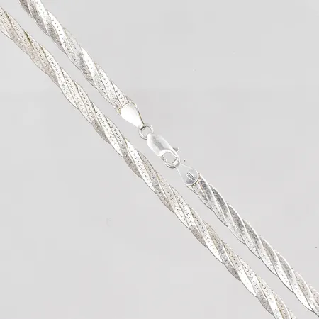 Collier flätad, 42cm, bredd 5mm, silver 925/1000 Vikt: 11,7 g