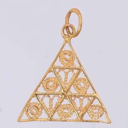 Hänge triangel genombrutet mönster ca 20mm, något skev, 18K Vikt: 0,9 g