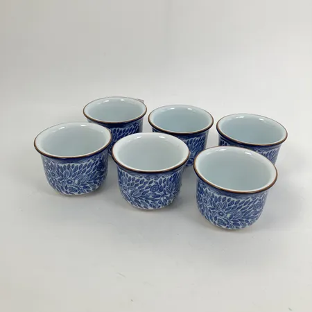 Äggkoppar 6st Ostindia Floris, design Caroline Slotte, höjd 4cm, oanvända i kartong Skickas med paket.