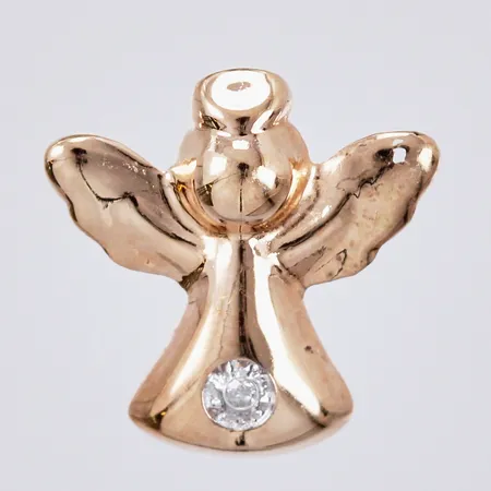 Hänge ängel med diamant ca 1x0,01ct längd: ca 1,1cm bredd: ca 11mm defekt vi ena vingen 18K Vikt: 0,1 g