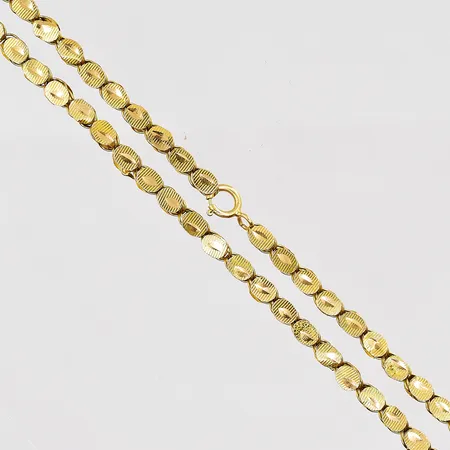 Kedja bladad, 56cm, bredd 3,2mm, 21K, låset 18K Vikt: 11,8 g