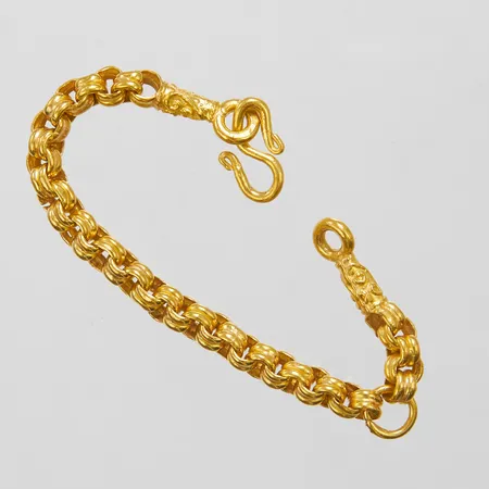 Barnarmband, längd: 12,5cm, bredd: 4,4mm, Thaiguld, 2 Slung, 23K Vikt: 7,6 g