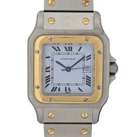 Armbandsur Cartier Santos Galbée, stål/guld, 29 x 41 mm, automatisk, serienummer 296194128, 80-tal, ej tillbehör, handledsmått max 17 cm, bruksmärken