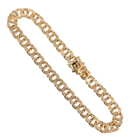 Armband Bismarck, 18K guld, Svedbom & Co AB (SVE), svensk kontrollstämpel, längd knäppt 18,5 cm, bredd 6 mm, fint skick Vikt: 12,2 g