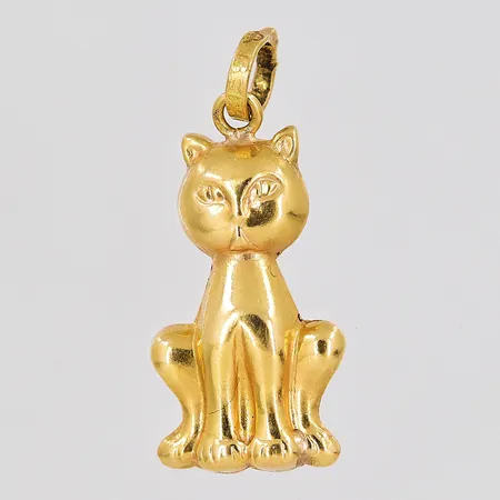 Hänge katt, 10x21mm inklusive ögla, ihålig, 18K Vikt: 0,8 g