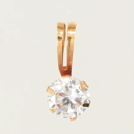 Hänge med vit sten 13x7mm inklusive hängöglan, ojämn hängögla 18K bruttovikt 0,6g 