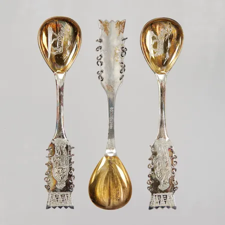 3 Kaffeskedar ca 10,7cm, modell Same, K&EC, Silver 830/1000,  Vikt: 35,5 g