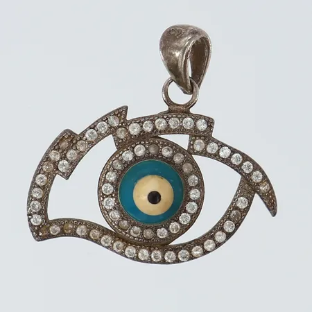 Hänge med stenar, längd inkl ögla ca 20mm, bredd ca 23mm, 925/1000 silver Vikt: 2,6 g