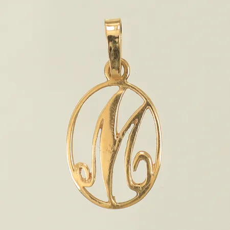 Hänge "M" 20mm inkl ögla bredd 10mm, 18K 0,7g