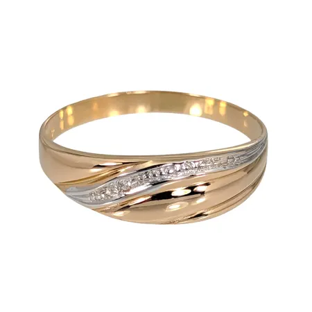 Ring, 18K guld, Diamant 0,005ct, svensk kontrollstämpel, Ø18,0 mm, bredd 2-6 mm, fint skick Vikt: 1,5 g