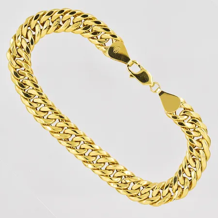 Armband Pansar, 20cm, bredd 9mm, ihålig, klämd länk, 18K Vikt: 7,4 g