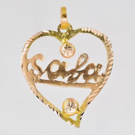 Hänge hjärta, namn Safa, ca 36x46mm, 14K Vikt: 4 g