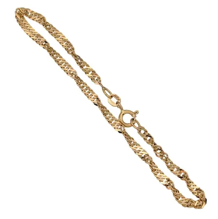 Armband Singapore, 18K guld, Balestra Italien, CCC, längd 18,0 cm, bredd 3 mm, fint skick Vikt: 2,9 g