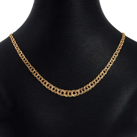 Halskedja Bismarck, 18K guld, doserad modell, Guldsmedjan Hilden Holger (GHH), Sala, svensk kontrollstämpel, längd 44,0 cm, bredd 3,2 - 6,5 mm, fint skick Vikt: 10,8 g