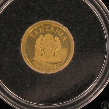 Kultaraha Martti Ahtisaari, 1500 Tansanian Shillinkiä, vuodelta 2014, 999, paino 0,5g Paino: 0,5 g