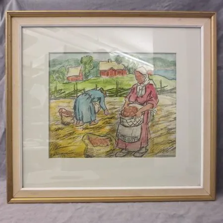 Taulu, värietsaus, signeerattu J Ruokokoski 1925, koko 30x35cm. Nouto ainoastaan myymälästä. Tekijänoikeuslain mukainen jälleenmyyntikorvaus 5%, johon lisäämme voimassa olevan alv:n mikäli viimeinen huutohinta ylittää 255,00 euroa.