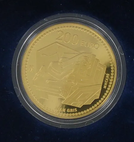 Kultaraha Juan Gris, nimellisarvo 200 Euroa, 999, paino 13,5g Paino: 13,5 g