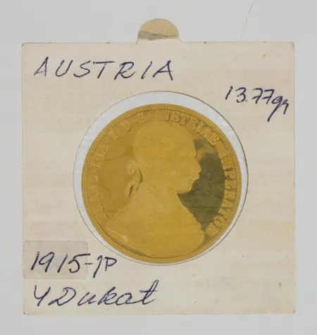 Kultaraha Franc IOS I D G Avstriae Imperator, 4 ducat, 1915, 986, paino 13,96g Paino: 14   g