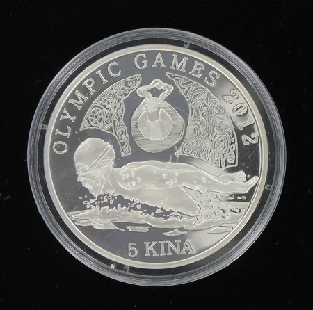 Juhlaraha, Olympic Games 2012, 5 Kina, Papua New Guinea, 925, paino 28,3g Paino: 28,3 g