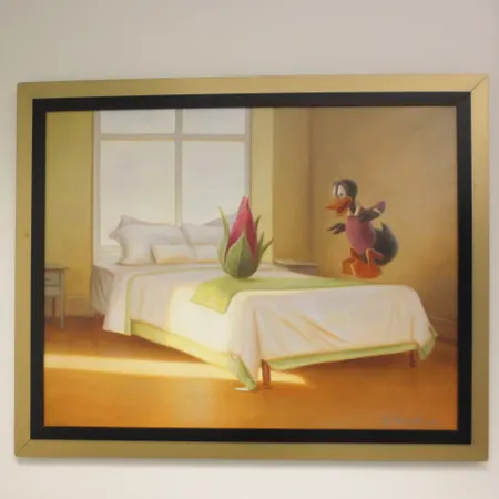 Öljyvärimaalaus Kaj Stennval ''Yökastelun hedelmä'' 2008, mitat 88x68cm. Hintaan lisätään Tekijänoikeuslain mukainen jälleenmyyntikorvaus 5%, johon lisäämme voimassa olevan alv: mikäli viimeinen huutohinta ylittää 255,00_. Nouto ainoastaan myymälästä.