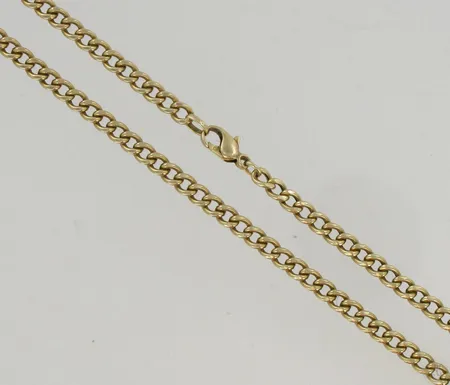 Panssarikaulaketju, pituus 47cm, painaumia, lukko viallinen, 585, paino 12,0g Paino: 12   g