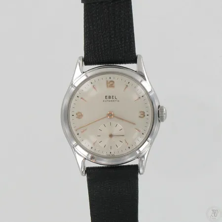 Teräsrannekello Ebel automatic, Ø 34mm, pleksilasi, nahkaranneke, sarjanumero 9122902 232, alkuperäinen laatikko