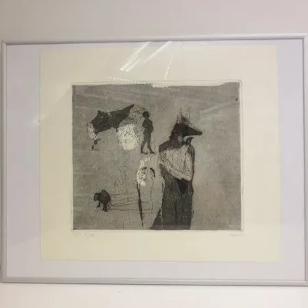 Grafiikkaa, signeeraus Outi Heiskanen 25/70, koko 24x27cm,  Ainoastaan nouto myymälästä. Tekijänoikeuslain mukainen jälleenmyyntikorvaus 5%, johon lisäämme voimassa olevan alv:n mikäli viimeinen huutohinta ylittää 255,00 euroa. Nouto ainoastaan myymälästä