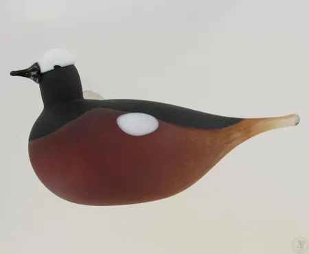 Lasilintu Iittala, sign. Oiva Toikka, Nuutajärvi, korkeus 95mm. Kaulassa valuvirhe