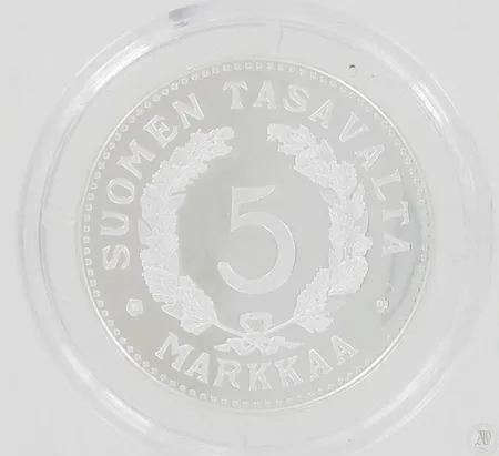 Juhlaraha, nimellisarvo 5mk, 1928 Replika, 925, paino 14,4g Paino: 14,4 g