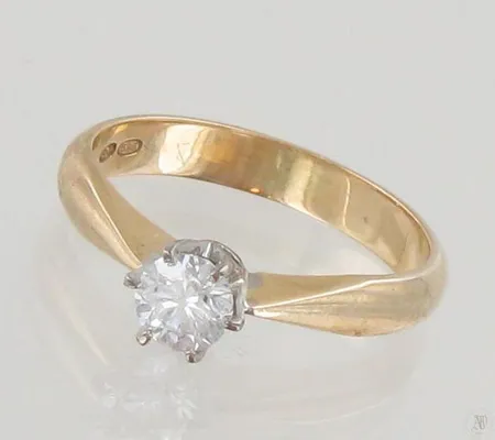Timanttisormus 1xn.0.42ct, koko 17, 585, paino 3,1g Paino: 3,1 g