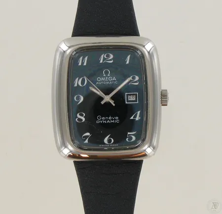 Teräsrannekello Omega Geneve Dynamic automatic päivyrillä, koko 29x34mm, nahkarannekke, uuden veroinen
