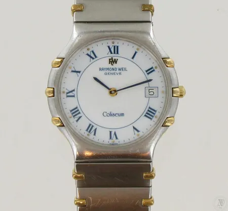 Teräsrannekello Raymond Weil Coliseum, malli 9186, Ø 33mm, käytön jälkiä, laatikossa