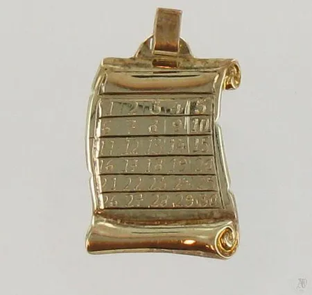 Kalenteririipus, korkeus 32mm, 585, paino 3,8g Paino: 3,8 g
