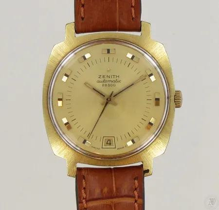 Miesten teräsrannekello Zenith Automatic 28800 päivyrillä, taulun Ø 36mm, 23 jewels PC 2562, nahkarannekkeella